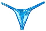 ONEFIT Men's Underwear Striped T-back Sexy Translucent Underpants ,Blue L