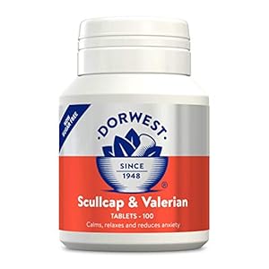Dorwest-Herbs-Scullcap-Valerian-Tablets-100-tablets Dorwest Herbs Scullcap & Valerian Calming Tablets for Dogs and Cats, 100 Tablets, Natural Dog Calming Supplements for…