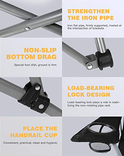 KingCamp Campingstuhl Angelstuhl Klappstuhl mit integriertem Getränkehalter und ergonomischer Rückenlehne – Bild 5