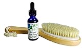 Dry Skin Brush and After Shower Body Oil Combo for Beautiful, Best Skin & Body - Helps Cellulite Reduction & Dead Skin Removal - Natural Bristles - Polished Wood Finish Makes Great Gifts For Women