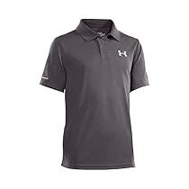 Under Armour Boy's Match Play Polo, Carbon Heather/White, Youth Small