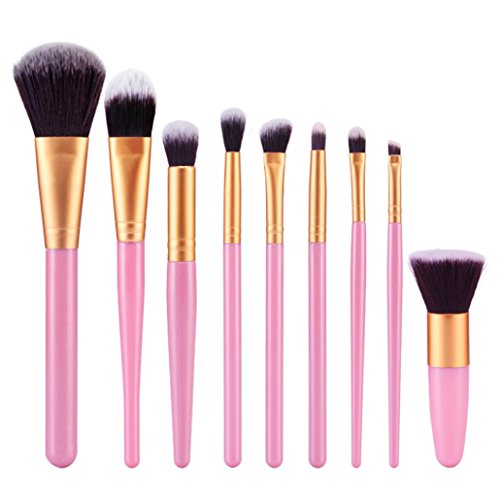 Bolayu 9Pcs Cosmetic Brush Sets Makeup Brushes Kits Tools (Gold1)