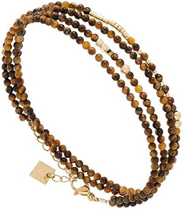 Multi-Strand Bracelet with Brown Beads (Gold)