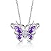 Aurora Tears 925 Sterling Silver Butterfly Necklace,Women Butterflies February-Amethyst Birthstone Pendant Necklace for Birthday Wedding Gift