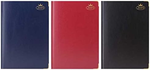 2019 A4 Day A Page Padded Cover, Metal Corner, Gilt Edge Pages Executive Diary - Three Colours to Choose from (Black)