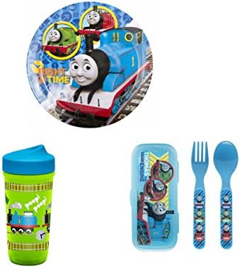 Zak! Designs Thomas the Train Toddler Mealtime Set with 8 Inch Plate, Tumbler Cup and Flatware, BPA Free, 3 Piece Set