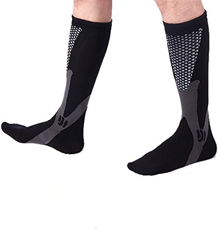 Sports Compression Socks for Men and Women, Best Graduated Athletic Fit for Walking, Running, Cycling, Nurses, Traveling(Black) (L/XL)
