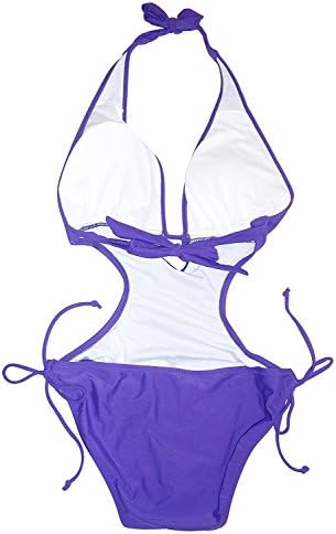Women's Monokini Halter one Piece Swimsuit Bikini PurpleSmall