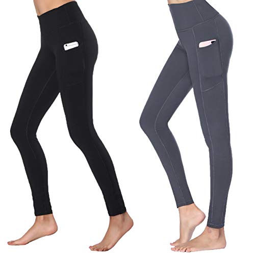 Women's High Waist Yoga Pants Side & Inner Pockets Tummy Control Workout Running 4 Way Stretch Sports Leggings