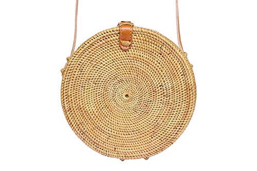 Circle Basket Bali Bag; Canteen style Woven Summer Basket Bag