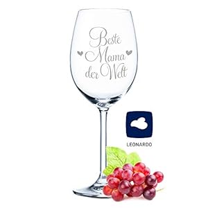 Leonardo Weinglas mit Gravur – Beste Mama der Welt – Geschenk für Mama ideal als Muttertagsgeschenk – Weißweinglas…