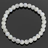 Beadnova AAA Grade 6mm Moonstone Gemstone Bracelet Semi Precious Gemstone Birthstone Healing Crystal Round Beads Stretch Bracelet 7