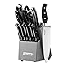 McCook MC25 14 Pieces FDA Certified High Carbon Stainless Steel kitchen knife set with Wooden Block, All-purpose Kitchen Scissors and Built-in Sharpener(Graphite Block)