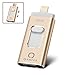Universal 32GB Flash Drive,QARFEE 3in1+1 Pen Drive USB (Type-c) Memory Stick External Storage Flash Drive U Disk Compatible for iPhone,iPad,iPod,Mac,iOS/Android Cell Phone and PC,Gold
