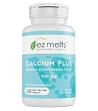 EZ Melts Calcium Plus, 500 mg, Fast Melting Tablets, All Natural Strawberry Flavor, Bone Health Vitamin Supplement