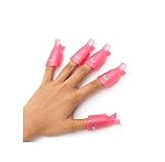 10PC Plastic Acrylic Nail Art Soak Off Cap Clip UV Gel Polish Remover Wrap Tool Rose Red