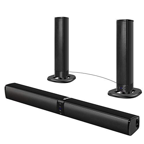 Sound Bar, Bullker Bluetooth Separable Soundbar with Built-in Subwoofer, Wired and Wireless Surround Sound System for TV, PC, Tablet, Smart Phone, Home Theater 20W TV Speaker