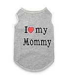 DroolingDog Small Dog Clothes Pet T-shirt I LOVE MY Mommy Puppy Apparel for Small Dogs, Large, Grey