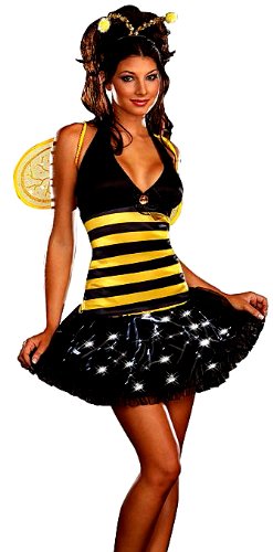 Women's Light Up Bumble Bee Costume, Black/Yellow, Large