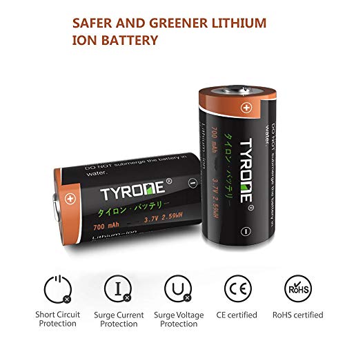 CR123A Batteries Rechargeable and Charger, Tyrone 12 Pack RCR123A Rechargeable Batteries with Charger, More Than 700mAh 3.7V Batteries with 4-Ports Smart Charger Compatible Arlo Wireless Cameras - Thumbnail 3