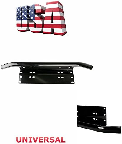 Topcarlight Universal Front Bumper License Plate Bull Bar Style Aluminum Mount Bracket Holder for Daytime Running Light Offroad LED Work Light Bar- Black(1 Pcs)
