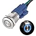 APIELE 16mm Momentary Push Button Switch On Off Stainless Steel with 12V LED Angel Eye Head for 16mm 0.63