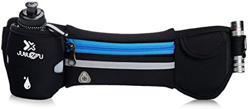 Running Belt with Water Bottle Workout Pouch Fanny Waist Pack iPhone Android Up to 6" Holder Gear Blue