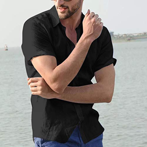 1 Linen+Shirts+Sleeve+Button+Blouse