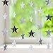 130 Feet Golden Glitter Star Paper Garland Hanging Decoration for Wedding Birthday Christmas Festival Party (Silver, Set of A)