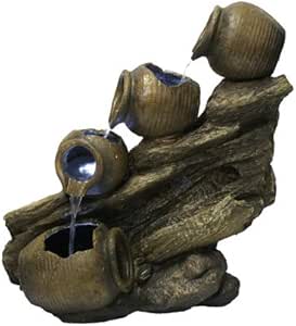 Cascada de fuente con 4 vasijas y luces: Amazon.es: Jardín