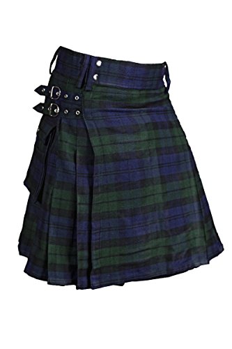 Verillas Mens Blackwatch Tartan V Kilt Kilt W Cargo Pockets