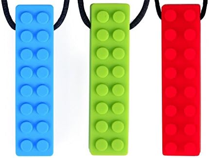 Chewing Biting Teething Brick Necklace (3 pack) for kids with Autism ADHD Chewing Biting Teething Needs