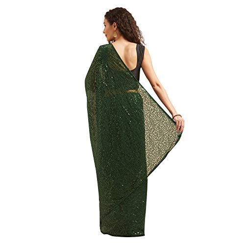 Womanista-Georgette-with-Blouse-Piece-Saree-TI1440Dark-GreenOneSize