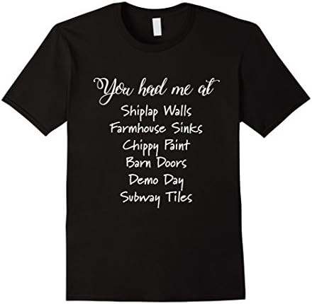 Men's You Had Me At Shiplap Walls Farmhouse Sink Trendy T Shirt 3XL Black