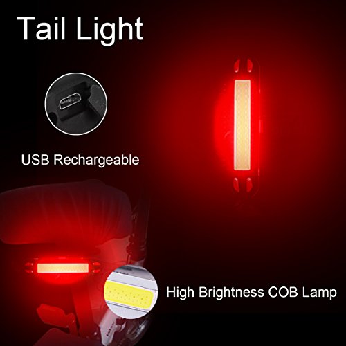 Bike Light - USB Rechargeable Bicycle Light Set - Super Bright LED Headlights and Tail Lights for Mountain Bike and Road Bike Cycling?Safety - Fits for Hybrid, Road, MTB for Night Sports