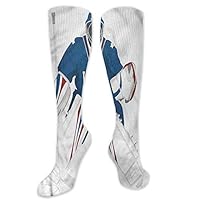 Pattern Socks,Long Socks Men Pack,Long Socks Women Sports Usa Hockey Goalie Protection 3.3"X19.6"(Long Socks)
