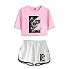 Lente en zomer prachtige sexy sport roze T-shirt shorts set, unisex Tokyo Ghoul anime cosplay T-shirt casual shorts set
