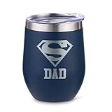 Super Dad Funny Mug -If Dad Can't Fix It We're All Screwed -Double Engraving -12 oz Wine Tumbler -Gifts for Dad from Daughter, Son -Father's Day Gifts -Men, Husband Birthday Gifts (Super Dad - Navy)
