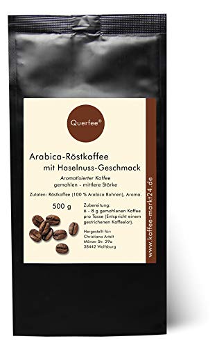 Kaffee Haselnuss gemahlen - Aromatisierter Kaffee mit Haselnuss Geschmack - Frisch geröstet aus Hamburg von Querfee (500…
