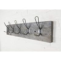 Vintage Rustic Coat Rack -Authentic Barn Wood Hanger Rack for Towels, Clothes, Hats, Bags-Antique Door & Wall Mounted 5-Hook Rail for The Entryway, Bathroom, Bedroom, Kitchen, Mudroom