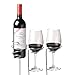 True Stix Chrome Outdoor Drink Holder Stakes Fits 2 Wine Glasses and 1 Bottle, Yard Cups, Beach and Picnic Essentials, Set of 3