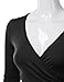 Doublju Deep V-Neck Fitted Surplice Wrap Crop Top for Women with Plus Size Black Medium