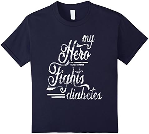 Kids Diabetes Awareness T Shirt - My Hero Fights Diabetes 6 Navy