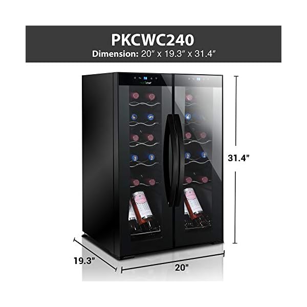 24-Bottle-Wine-Cooler-Refrigerator-White-Red-Wine-Fridge-Chiller-Countertop-Wine-Cooler-Freestanding-Compact-Mini-Wine-Fridge-24-Bottle-wDigital-Control-Invisible-Door-Hinge-NutriChef-PKCWC240