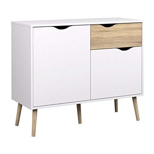 OSLO 2D1D Small Sideboard Modern Retro Style Living Room white/sonoma