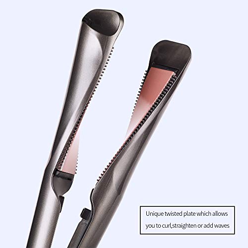 Professional Hair Straightener Curling Iron 2 in 1 Tourmaline Ceramic Twisted Flat Iron for All Hair Types with LCD Digital Display & Auto Shut-Off From AMULISS