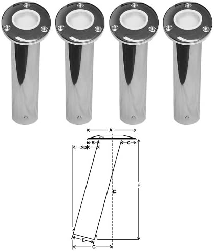 15 Degree Rod Holders, Cast Stainless Steel, Set of 4