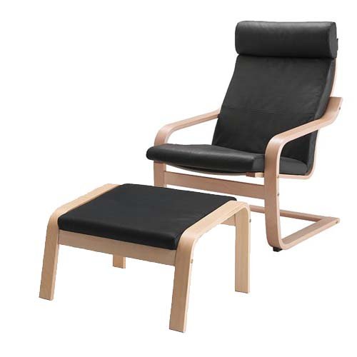 Amazon Com Ikea Poang Chair Armchair And Footstool Set With Black