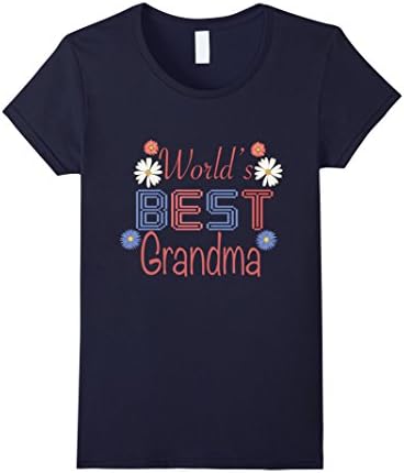 Women's World's Best Grandma T-Shirt Large Navy