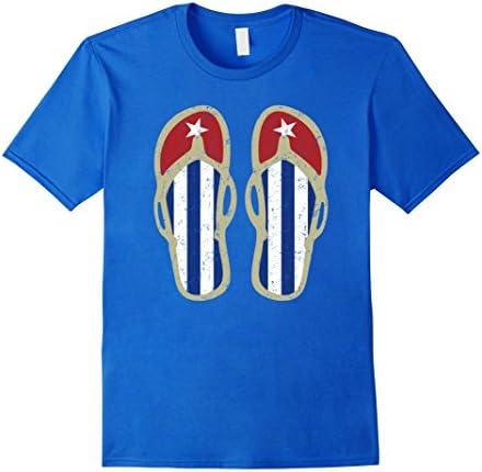 Mens Cuba T-Shirt :  Cool Retro Flip Flops Cuban Flag Tee Medium Royal Blue